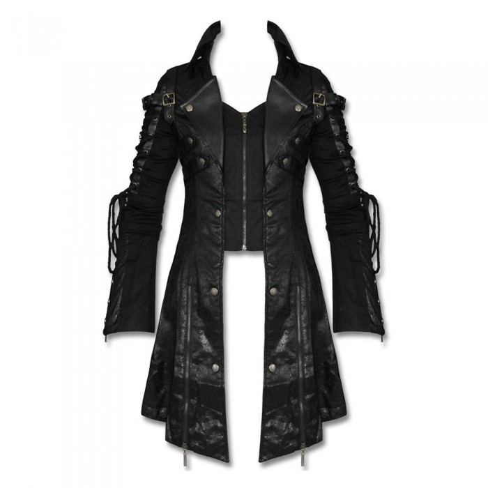 Goth Steampunk Military Long Coat Punk Poison Coat