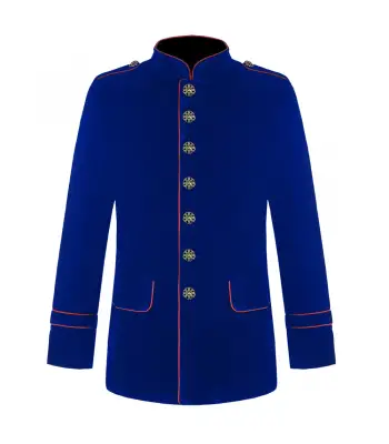 Men Gothic Steampunk Blue Military Vintage Jacket