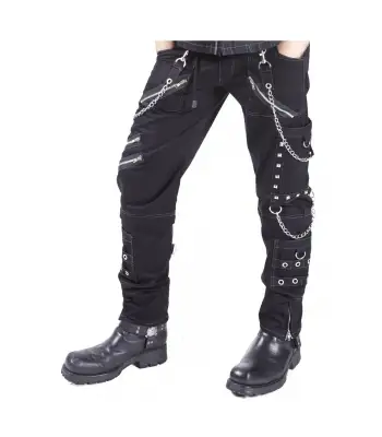 Men Gothic Pants D-ring Zip Straps Punk Pant