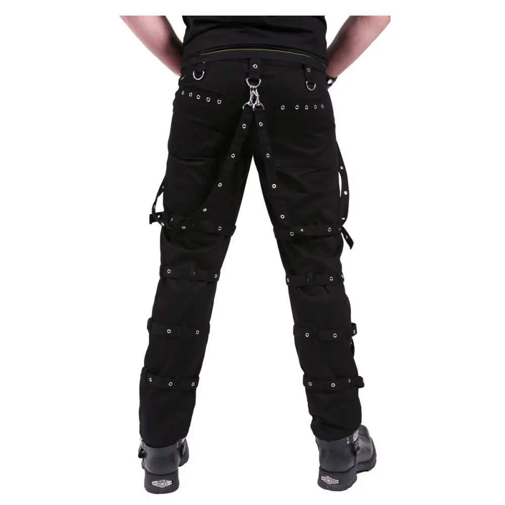 Men Gothic Punk Black Buckle Pants | Rockstar Pants With Straps 