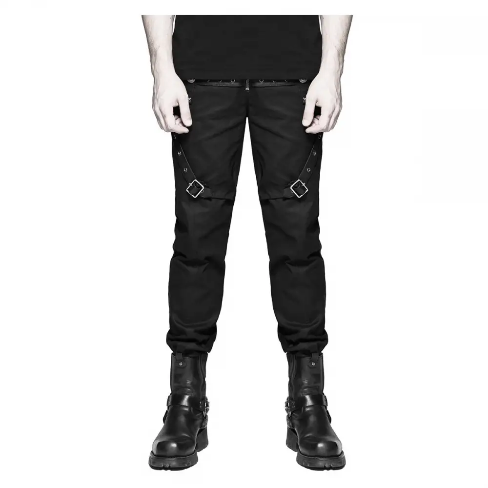 Men Steampunk Leather Straps Military Style Pant |Men Gothic Pants