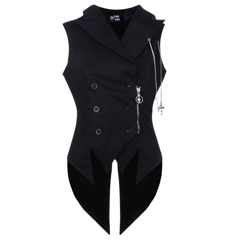 Men Gothic Vest Vampire Long Tailcoat 