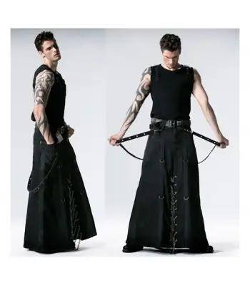 Men Gothic Long Skirt Punk Rock Maxi Kilt