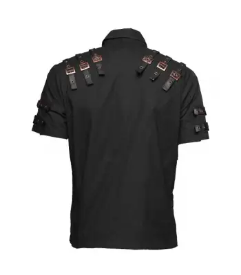 Mens Steampunk Officer Short Sleeve Shirt