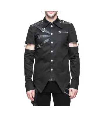 Men Gothic Devil Fashion Shirt With Detachable Sleeve