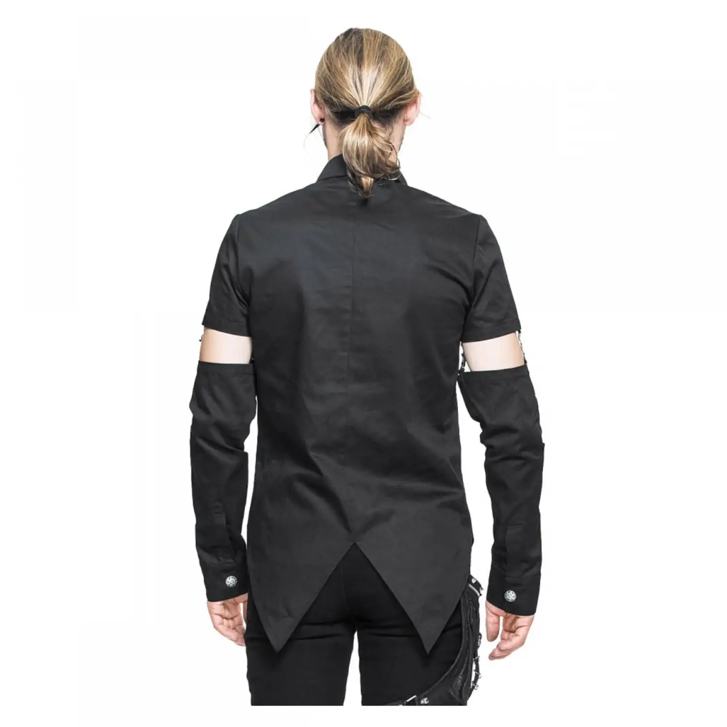 Men's Gothic long sleeve shirt with punk cutout strap details.