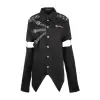 Men's Gothic long sleeve shirt with punk cutout strap details.