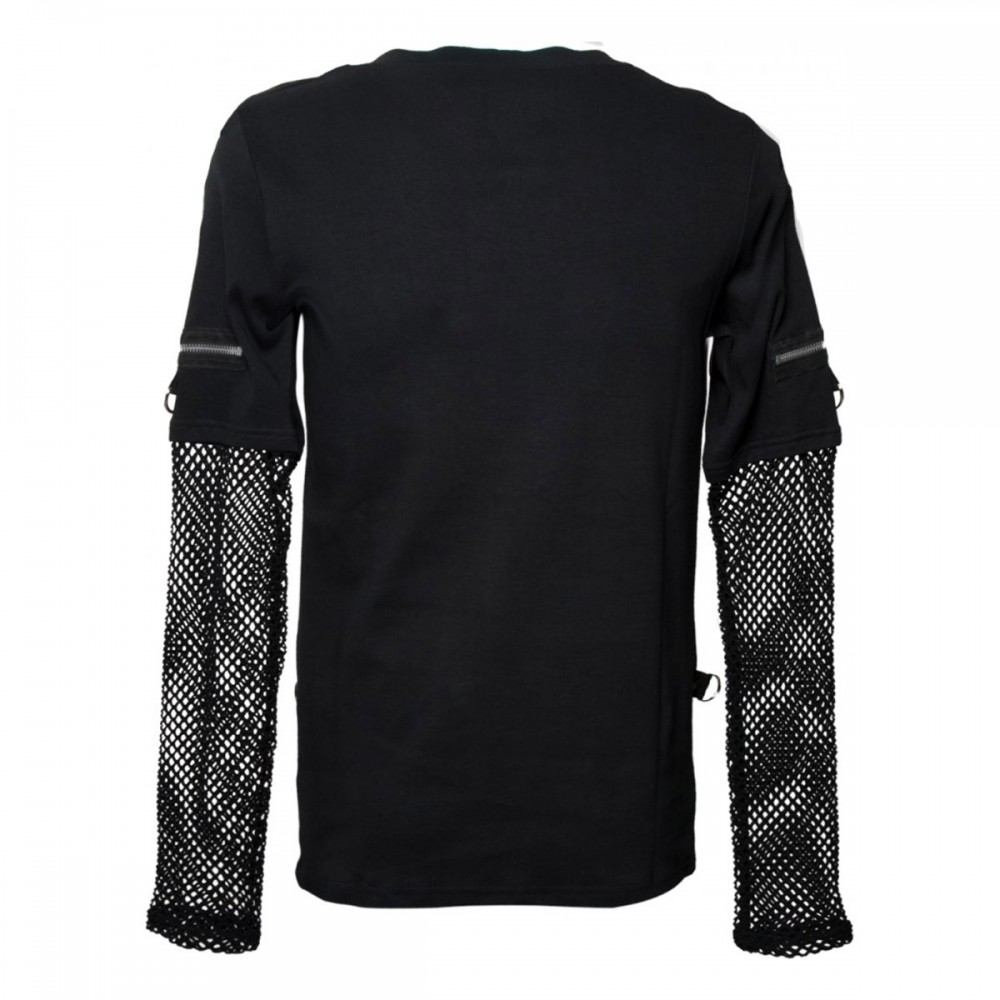 Mesh Sleeves Punk Men Goth Shirt Top