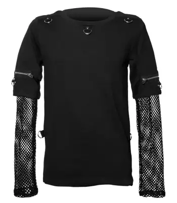 Gothic Top With Mesh Sleeves Punk Men Goth Shirt Top
