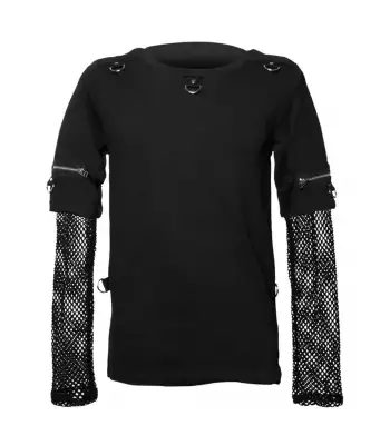 Gothic Top With Mesh Sleeves Punk Men Goth Shirt Top
