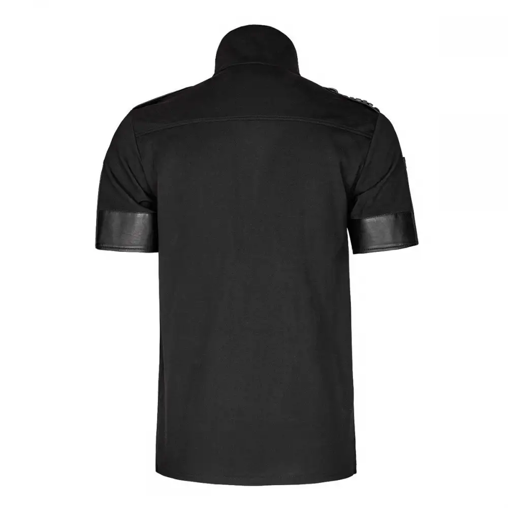Men Gothic Shirt Steampunk High Collar Uniform Sniper Punk Shirt