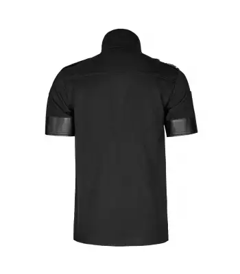 Men Gothic Shirt Steampunk High Collar Uniform Sniper Punk Shirt