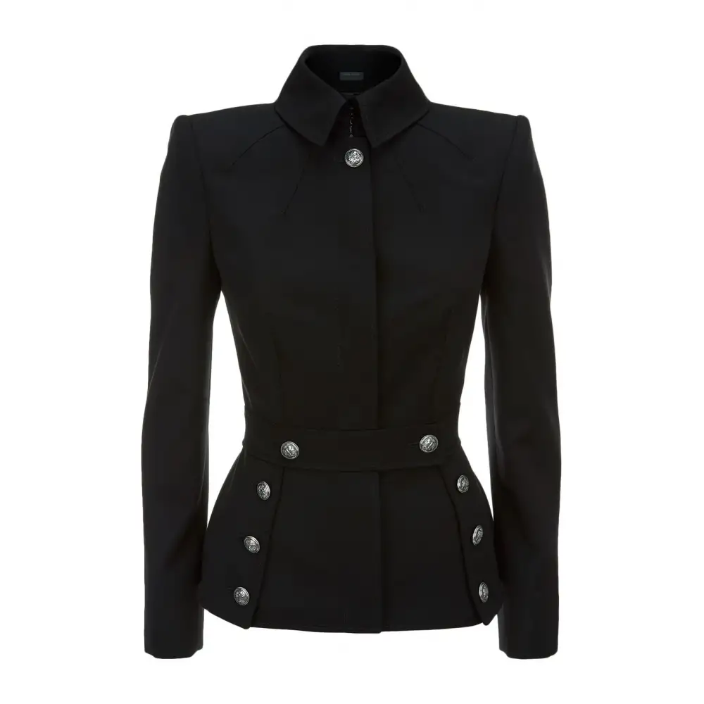 Women Military Style Gothic Officer Wool Coat Jacket
