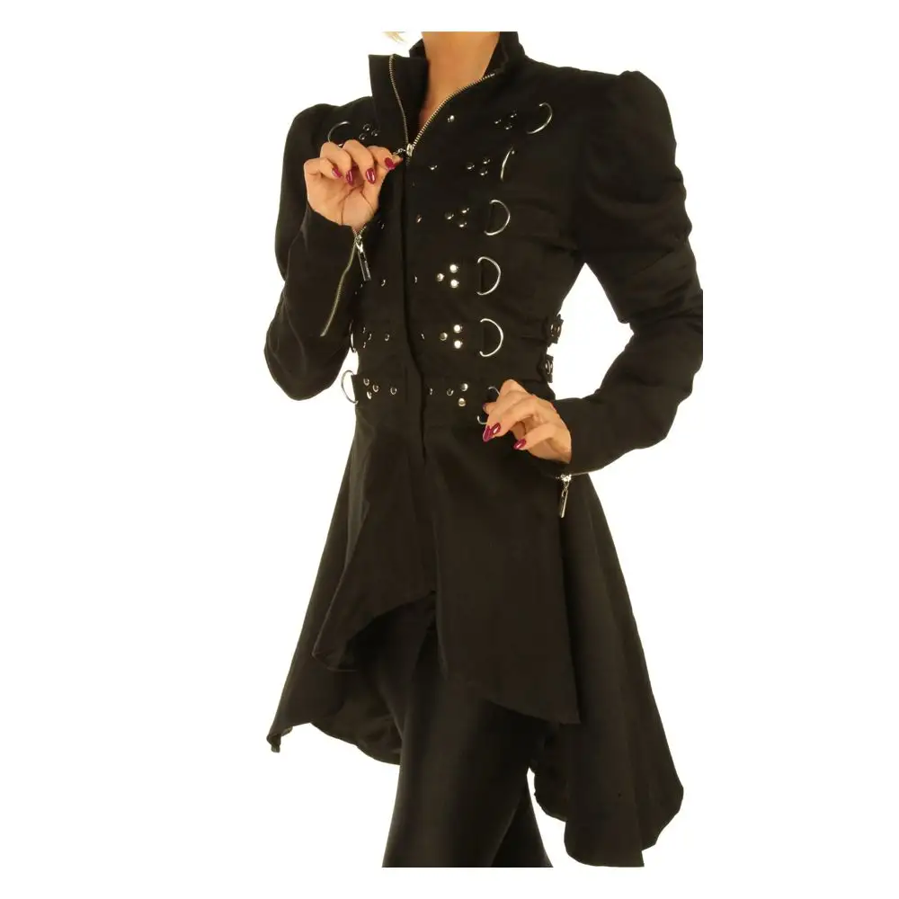Women Steampunk D-ring Coat Top Stud women Goth Coat