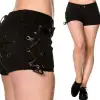 Women Banned Gothic Shorts | Sexy Babes Side Laces Mini Shorts