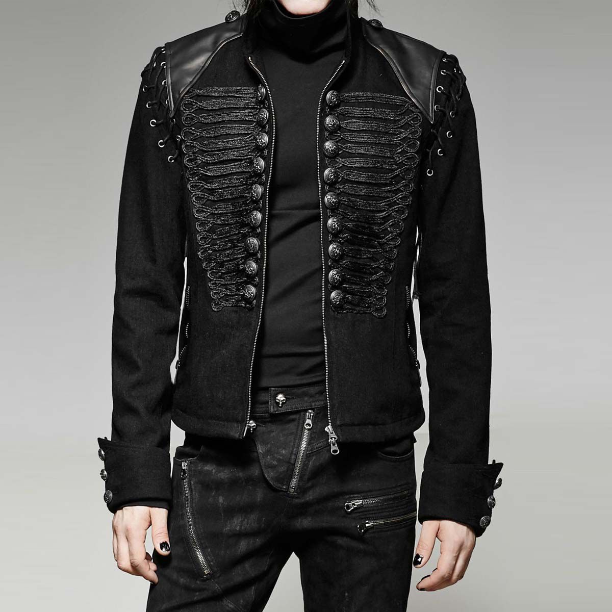 Men Steampunk Military Style Wool 